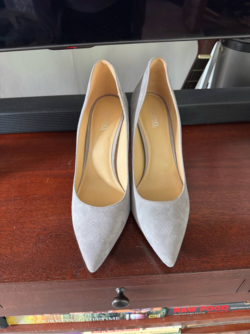 Michael Kors Light Gray Suede Pointed Toe Pumps
